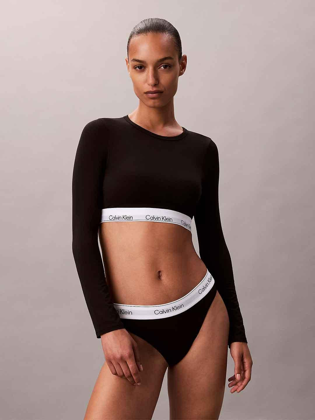 Calvin Klein maglia nero crop LV00QF8600-UB1 NERO CALVIN KLEIN 