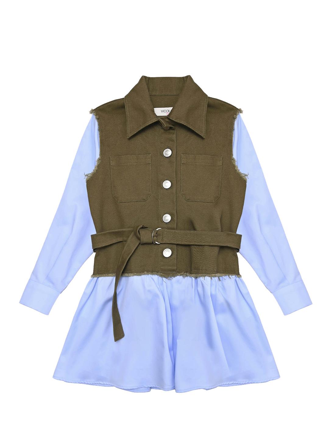Vicolo abito kids celeste con gilet 3141V00049 CELESTE VICOLO 