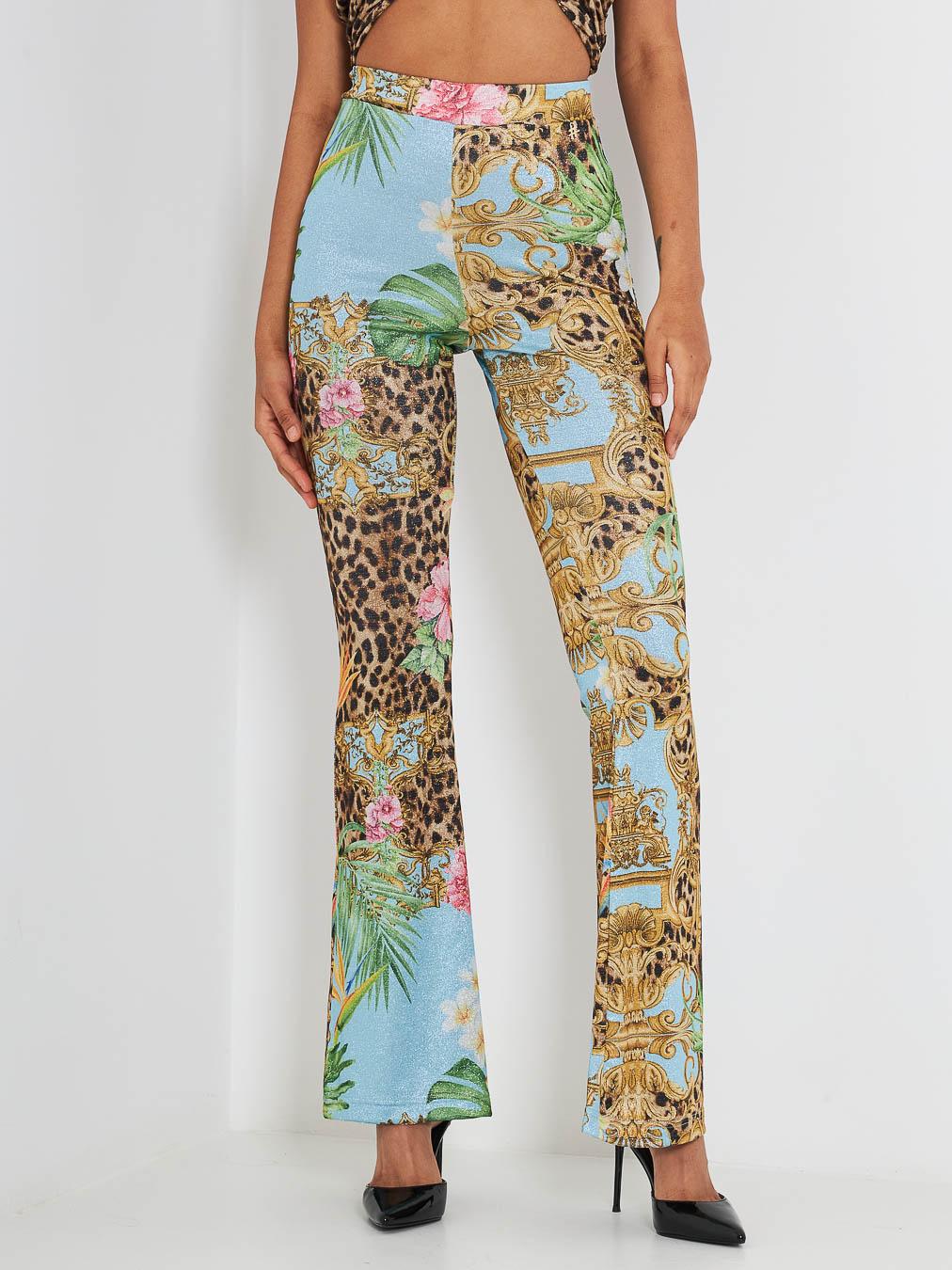 S#it pantaloni fantasia jungle fondo celeste SH23033 FANTASIA S#IT 
