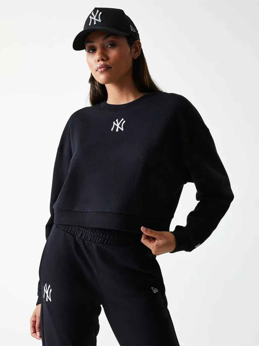 New Era felpa nero crop con logo bianco 60684411 NERO NEW ERA 