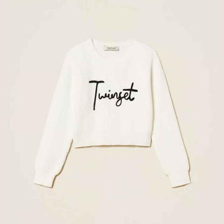 Twinset maglione kids bianco con grafica nera 252GB3040 BIANCO TWINSET 