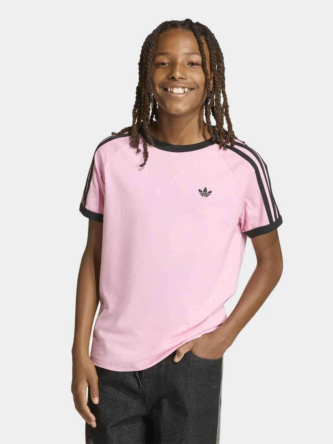 Adidas t-shirt kids rosa con bande nere KE0922 ROSA ADIDAS 