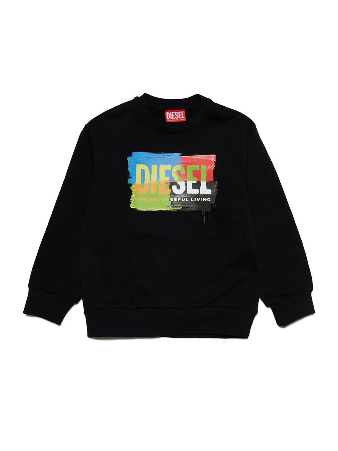 Diesel felpa neonato nero con logo multicolor K00514 KYAXZ NERO DIESEL 