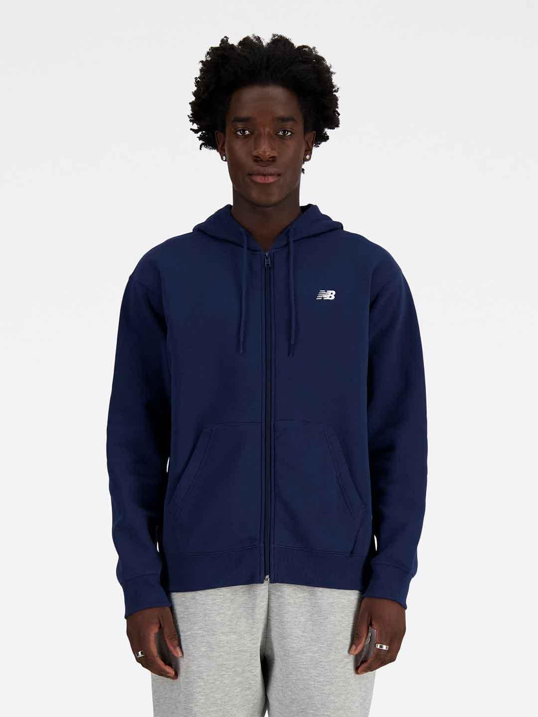 New Balance felpa blu con zip e cappuccio MJ41502NNY BLU NEW BALANCE 