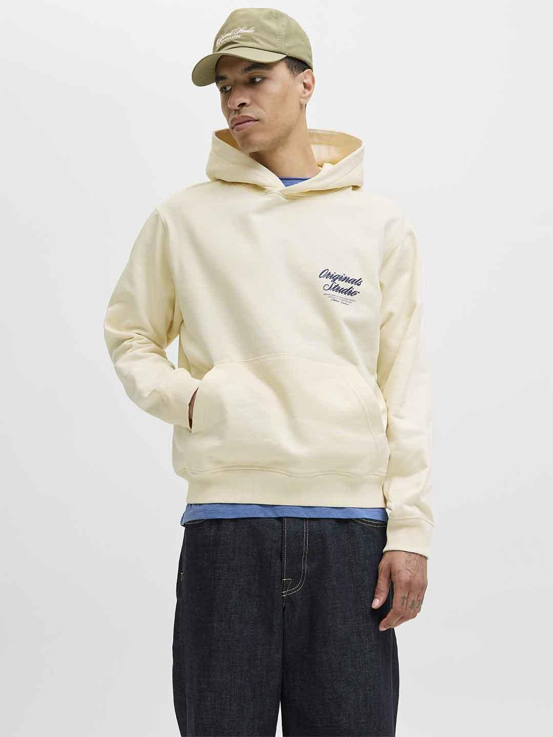 Jack & Jones felpa panna con cappuccio 12283054 PANNA JACK & JONES 