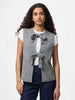 Pieces maglione grigio smanicato con fiocchi