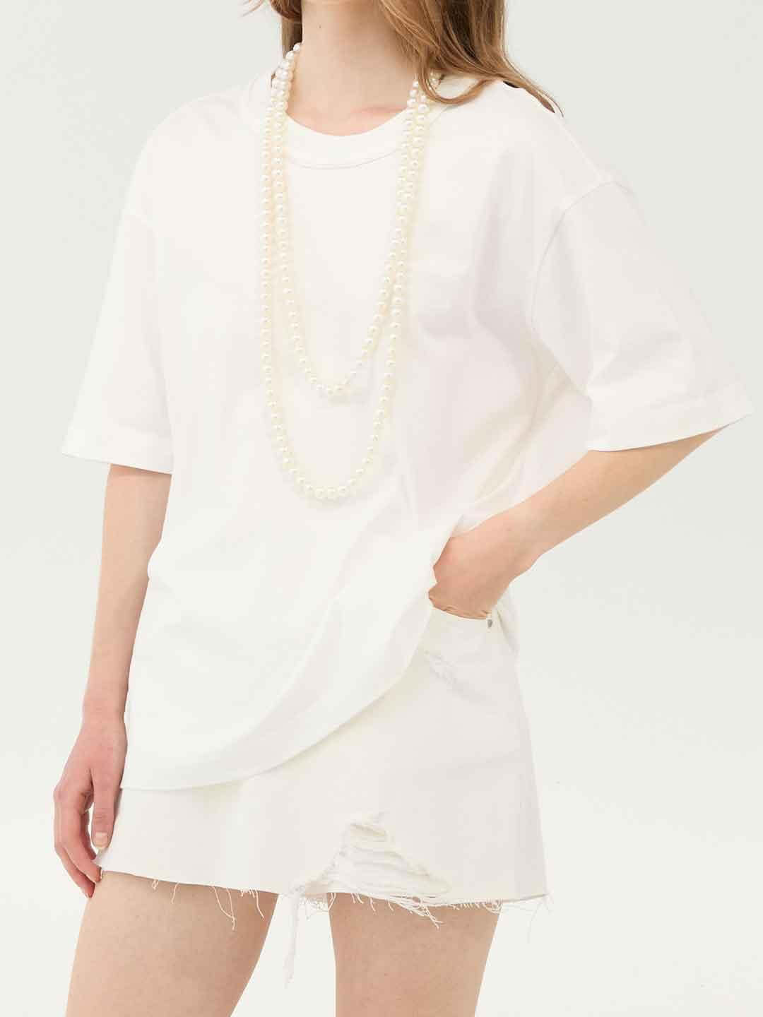 Eleh t-shirt bianco con collana di perle SS260216 BIANCO ELEH 