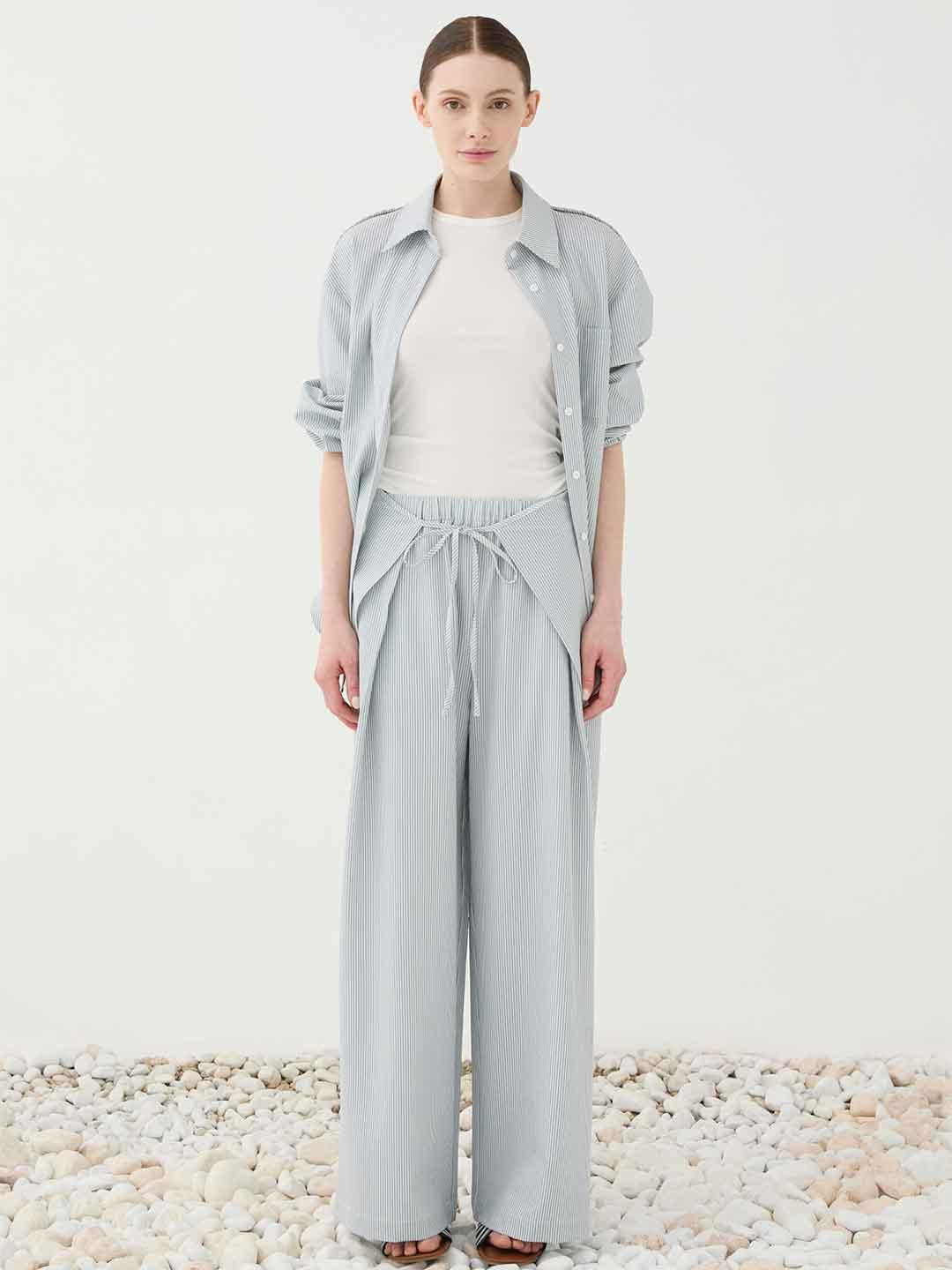 Eleh camicia celeste a righe SS260360 CELESTE ELEH 