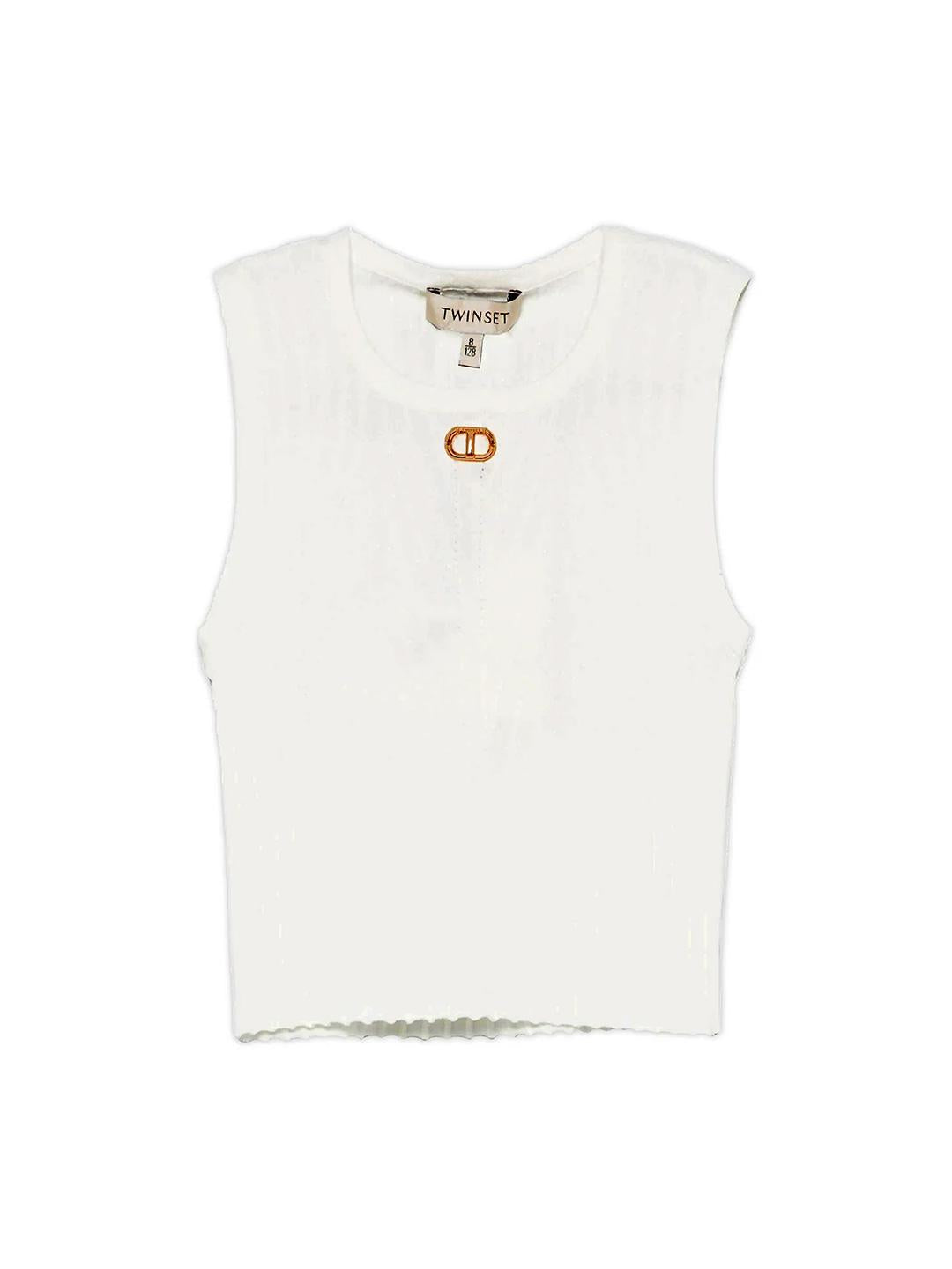 Twinset top kids bianco a coste 3404 BIANCO TWINSET 