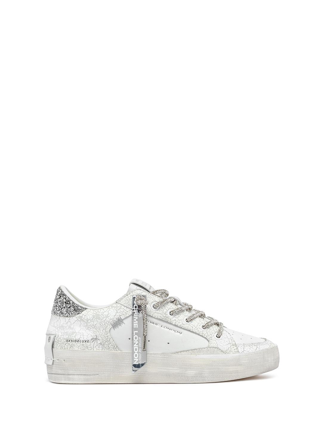 Crime SK8 Deluxe Wedge sneakers bianco con lacci in strass 20132 BIANCO CRIME 