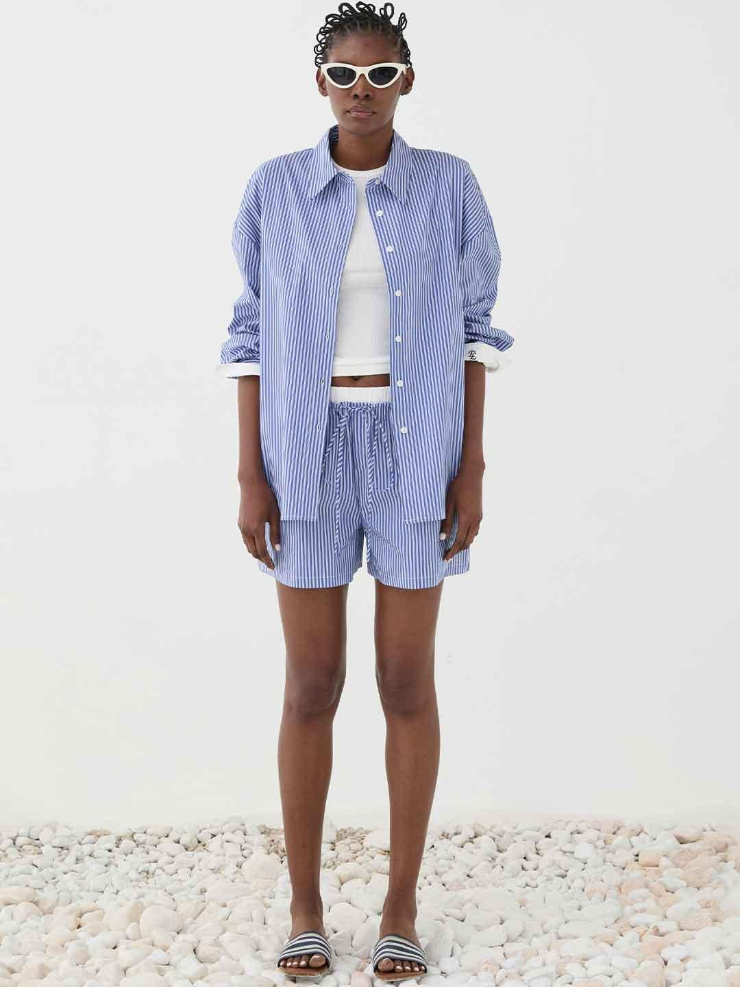 Eleh camicia blu a righe SS260034 BLU ELEH 