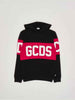 GCDS felpa kids nero con cappuccio e banda logo
