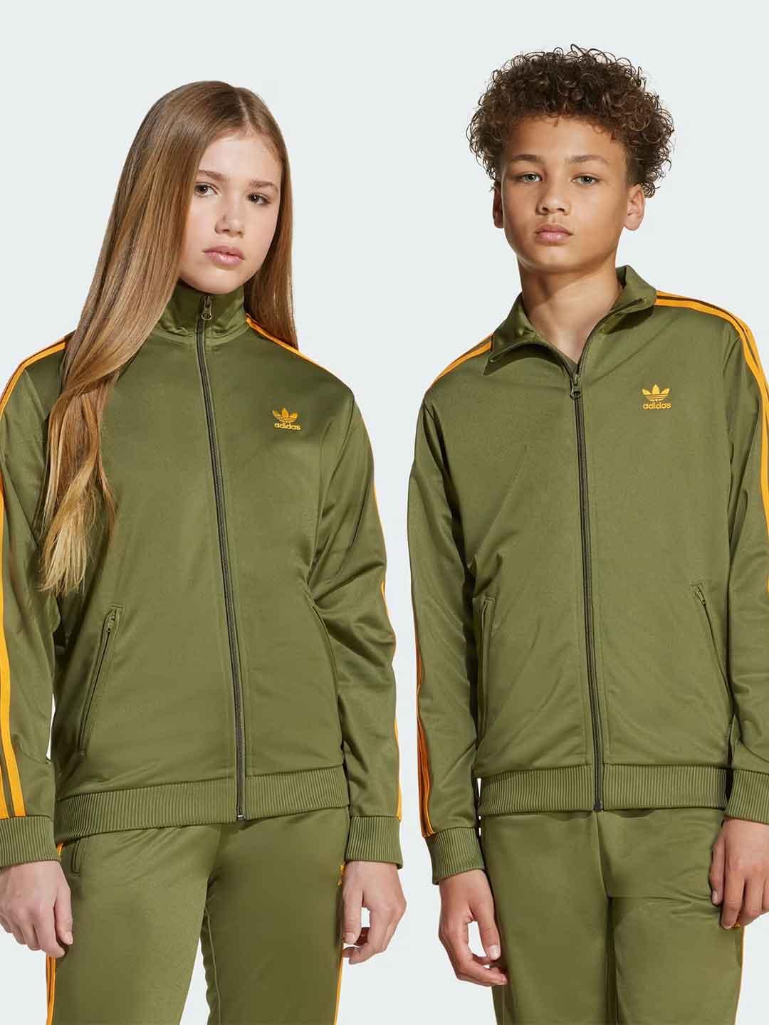 Adidas felpa kids verde con bande arancio JZ4086 VERDE ADIDAS 