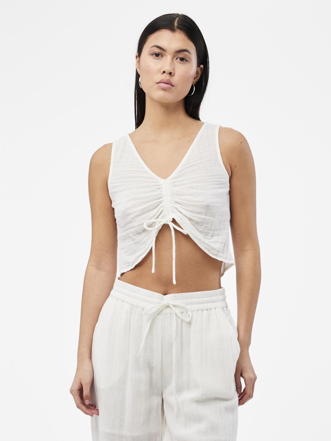 Pieces top bianco crop con arriccio sul davanti 17148781 BIANCO PIECES 