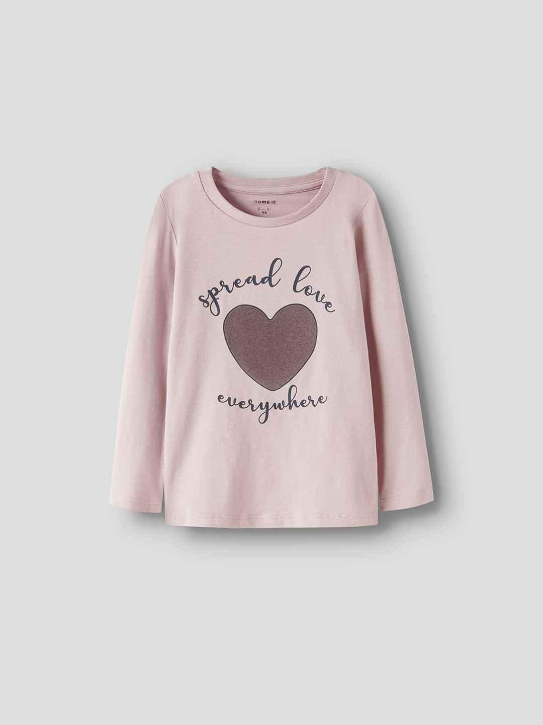 Name It t-shirt kids rosa con stampa cuore 13246621 ROSA NAME IT 