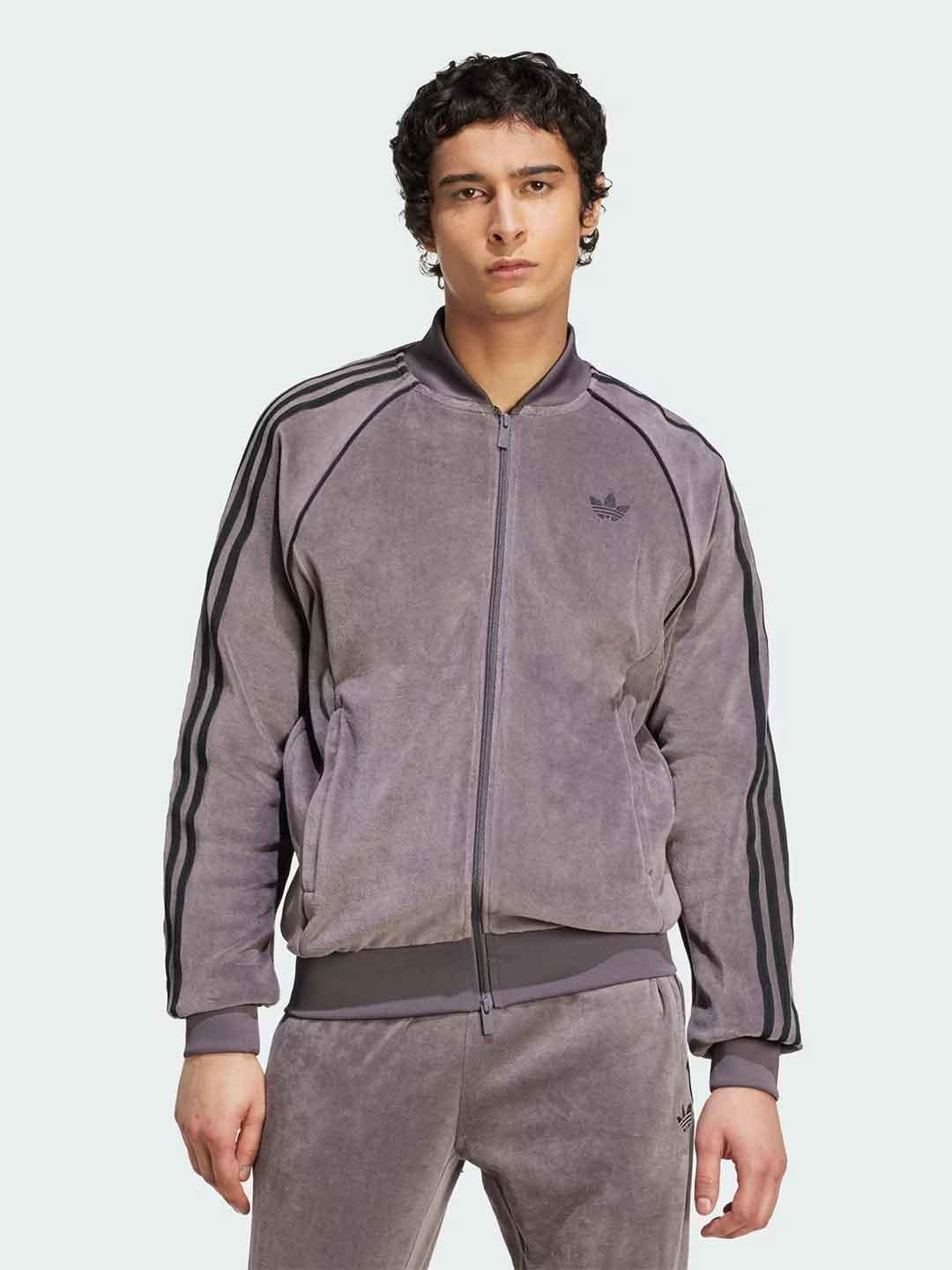 Adidas felpa grigio in ciniglia JX1562 GRIGIO ADIDAS 