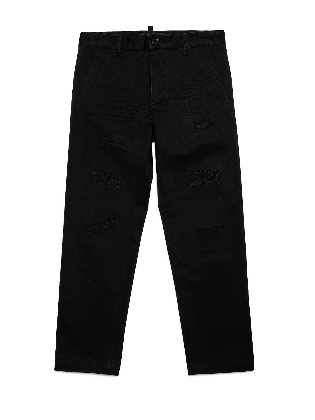 Dsquared 2 pantaloni kids nero stretch effetto vissuto DQ1748 D0A4S NERO DSQUARED 2 