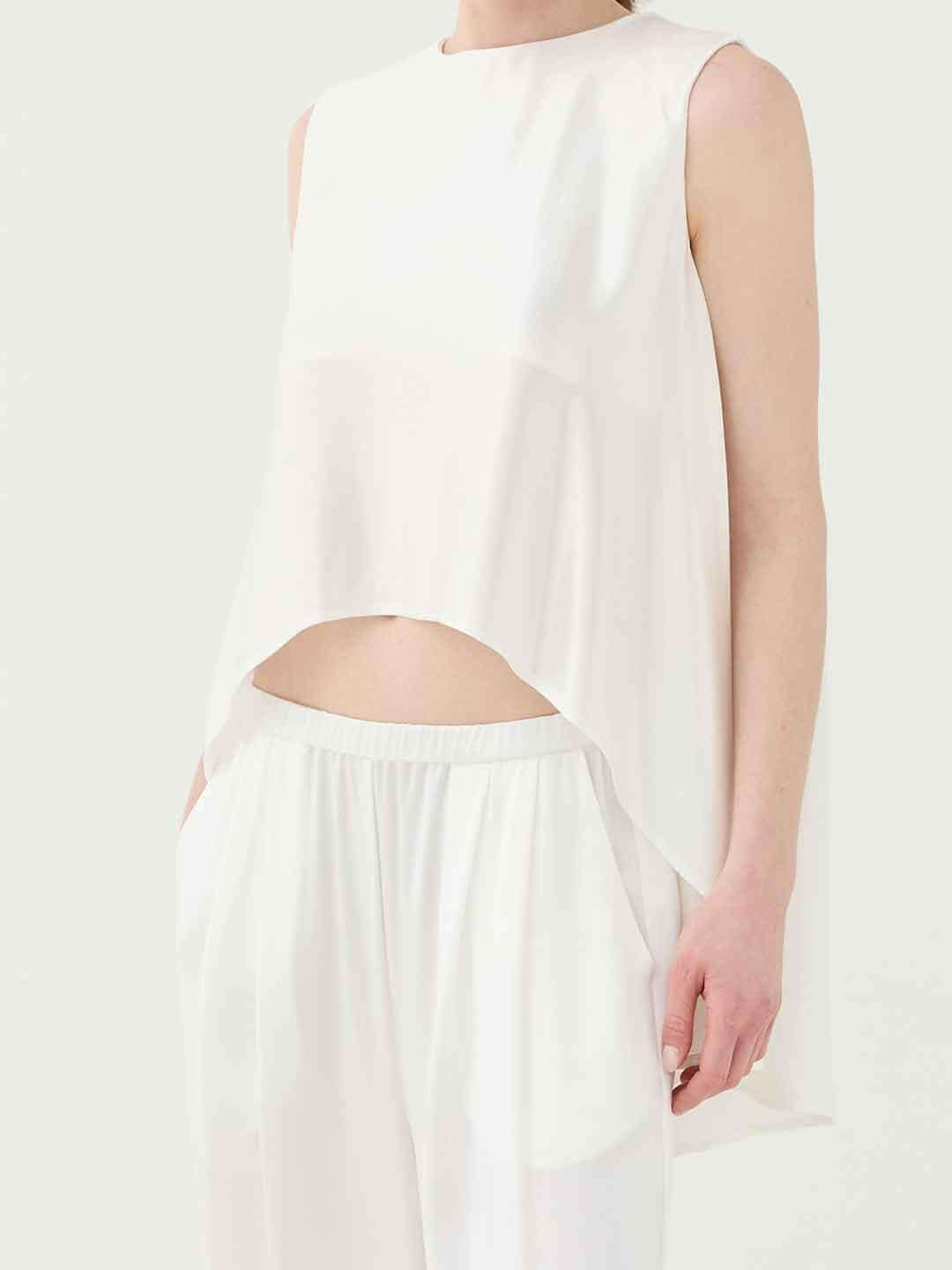 Eleh top bianco con orlo asimmetrico SS260045 BIANCO ELEH 