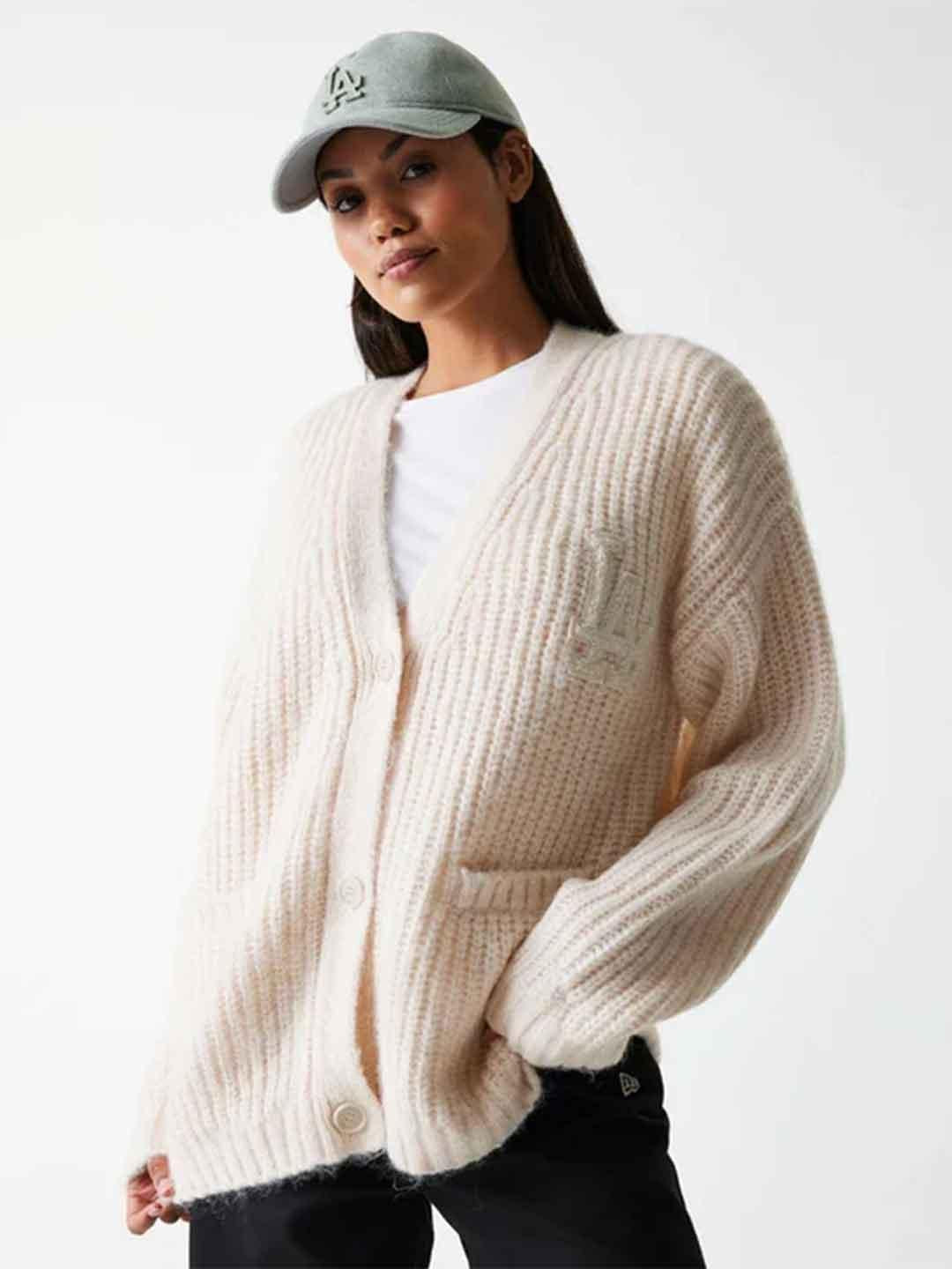 New Era cardigan panna LA con logo bianco 60684486 PANNA NEW ERA 
