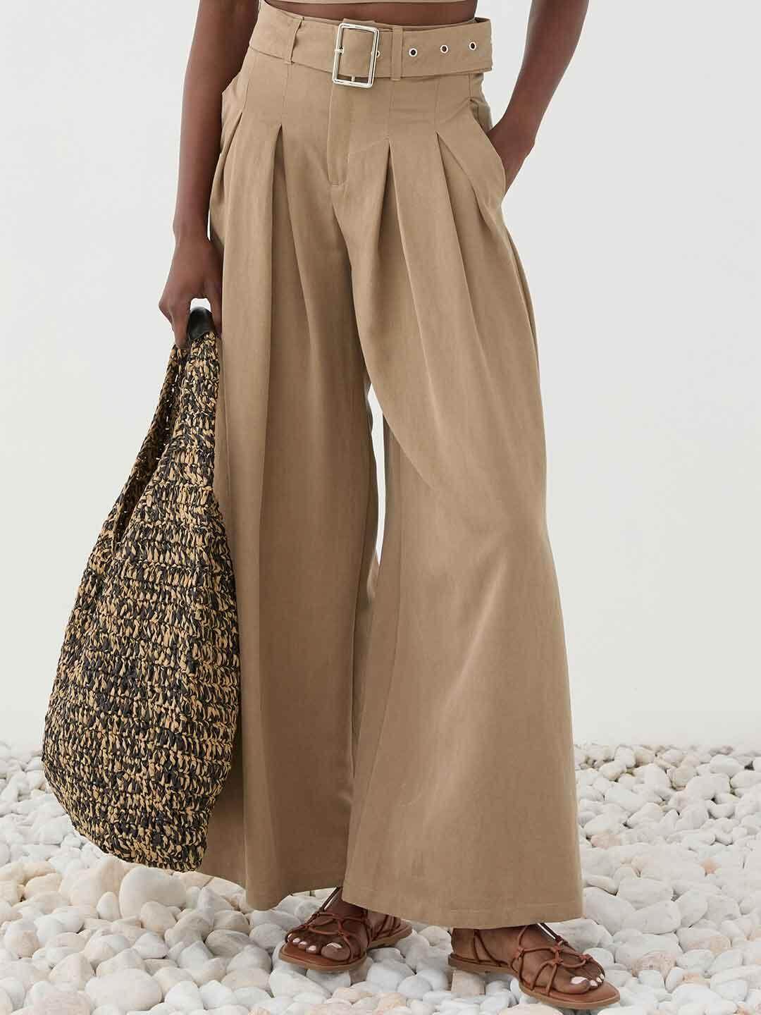 Eleh pantaloni beige con cintura SS260099 BEIGE ELEH 