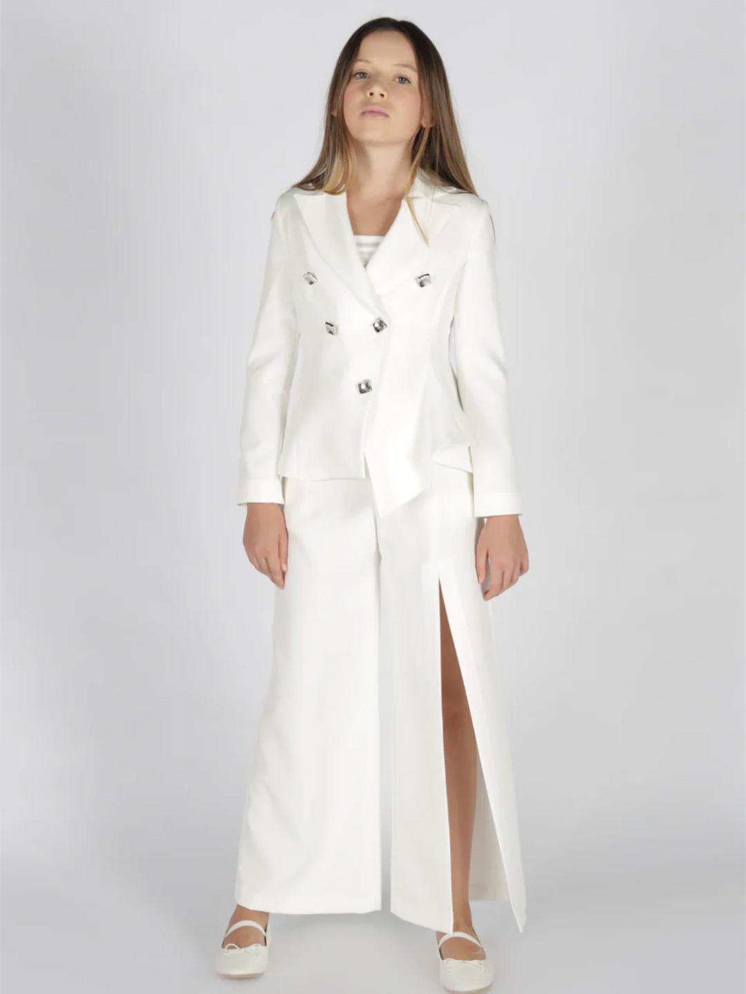 Fun & Fun pantalone kids bianco con spacco 1074 BIANCO FUN & FUN 