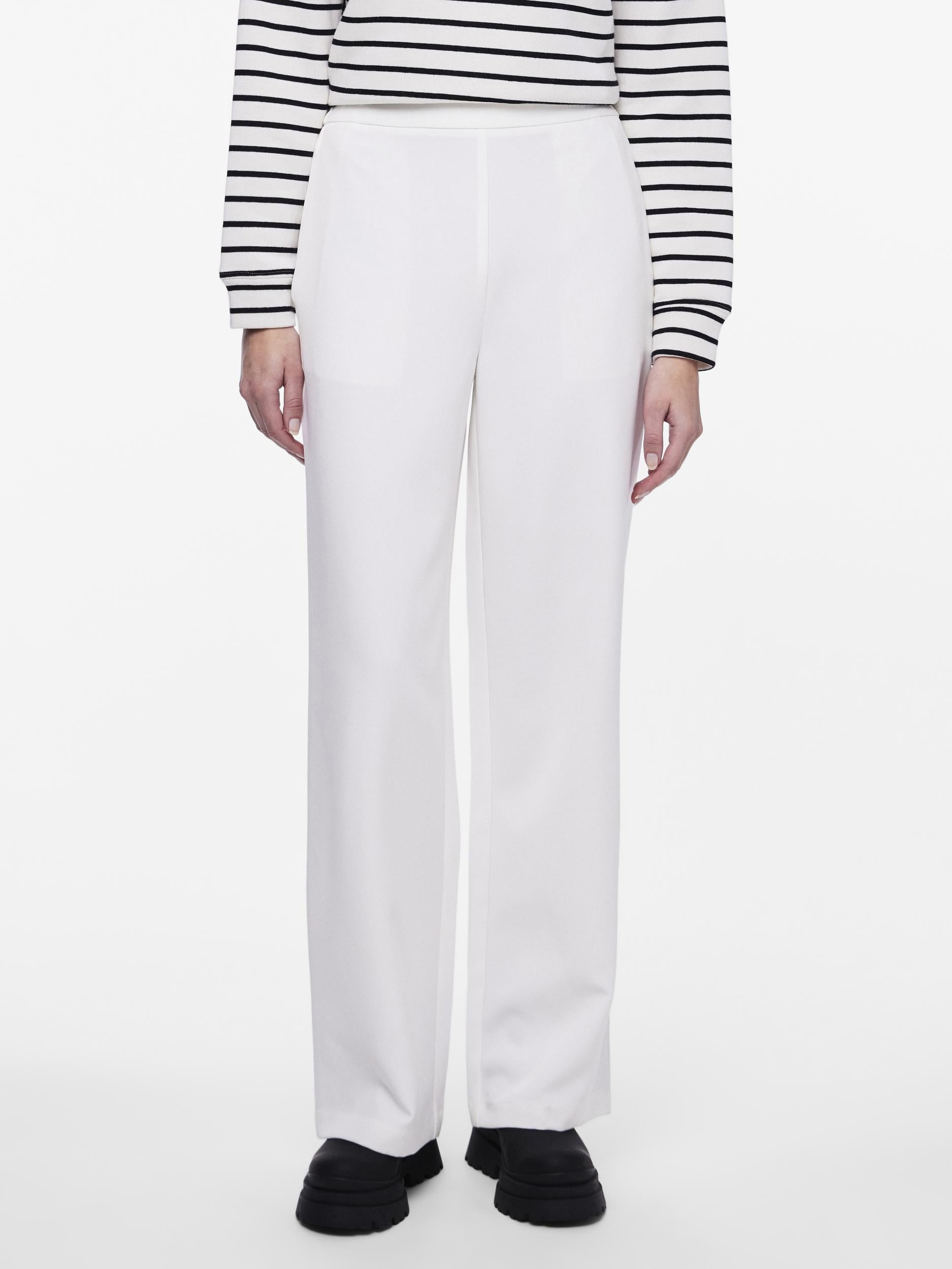 Pieces pantaloni bianco sartoriali con fondo ampio 17140744 BIANCO PIECES 