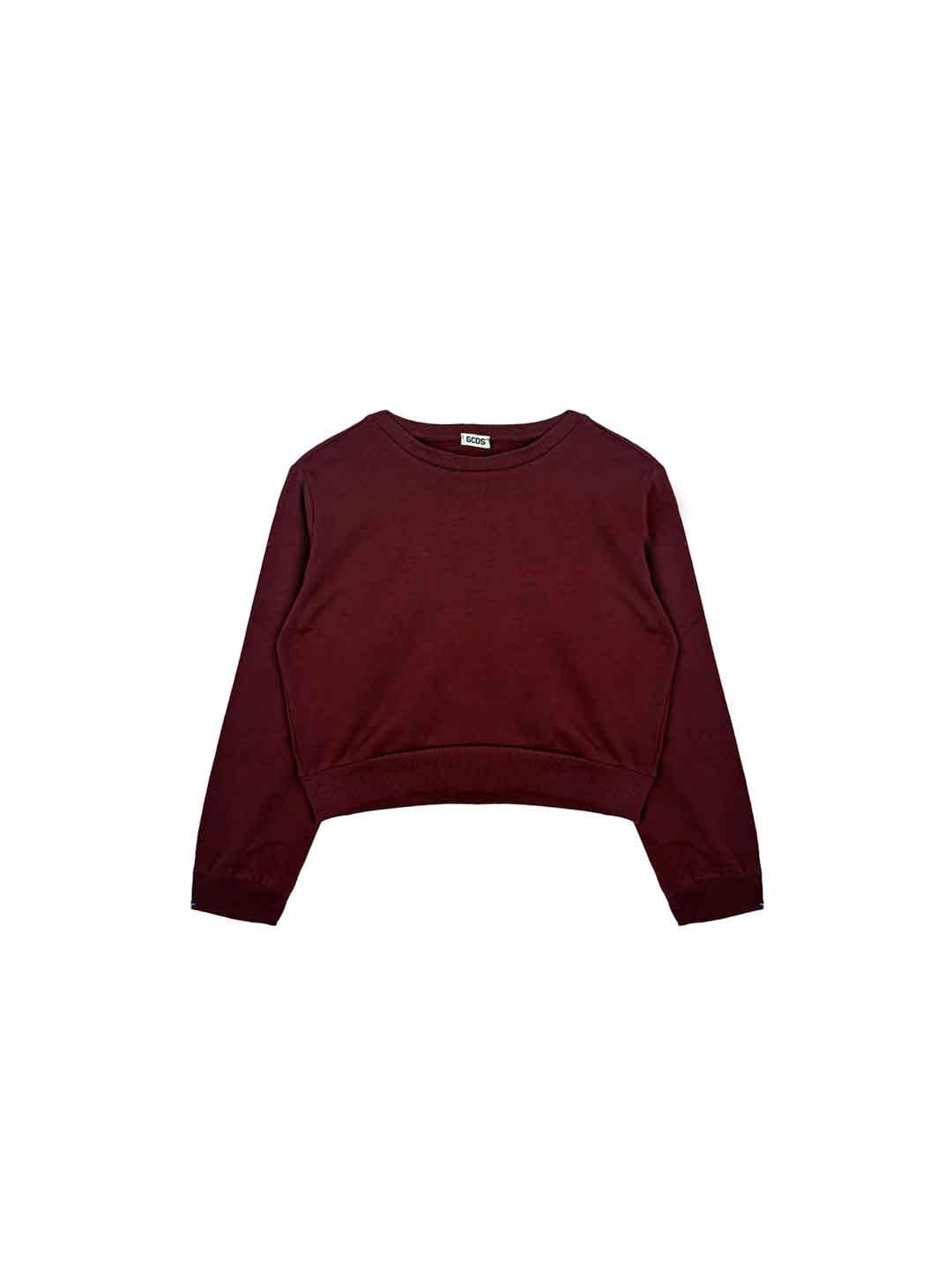 GCDS felpa kids bordeaux girocollo crop B2KW1531BA5 BORDEAUX GCDS 