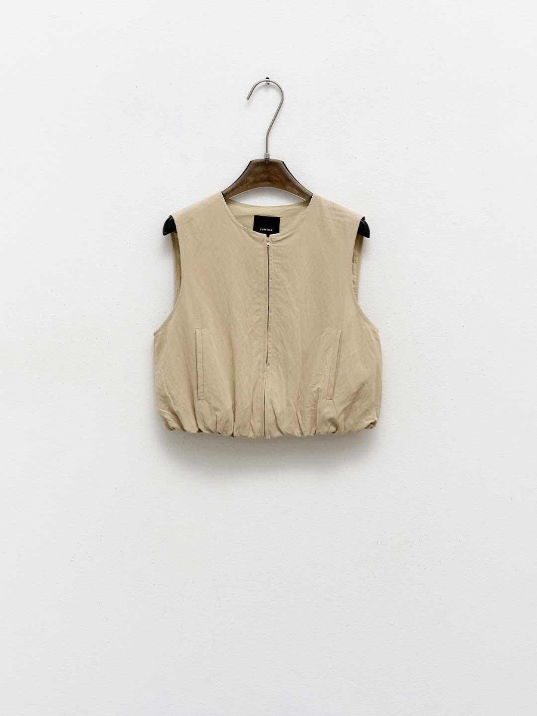 Lumina gilet beige crop con zip LC240516 BEIGE LUMINA 