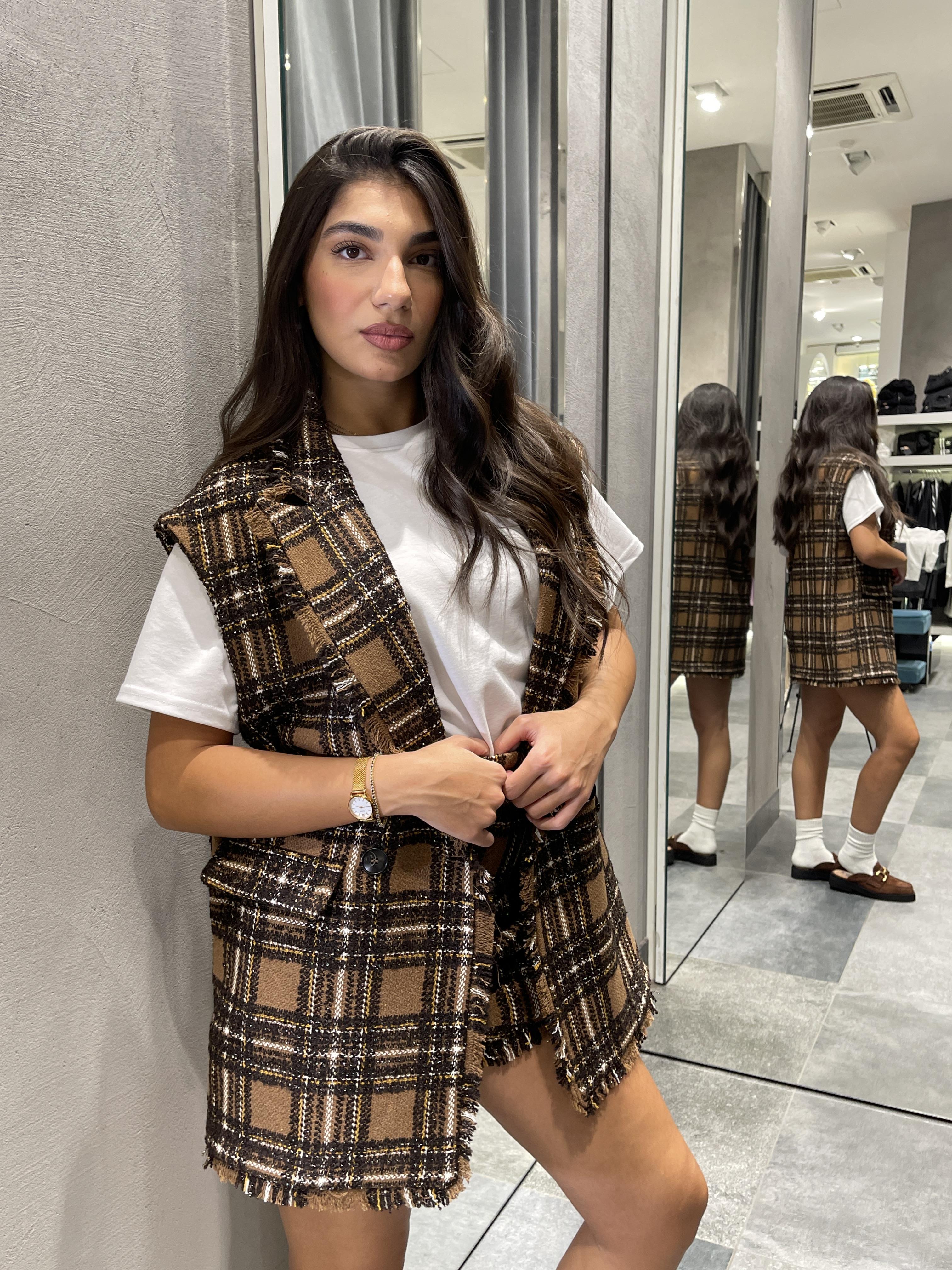Silence gilet marrone in tartan SD5045 MARRONE SILENCE 