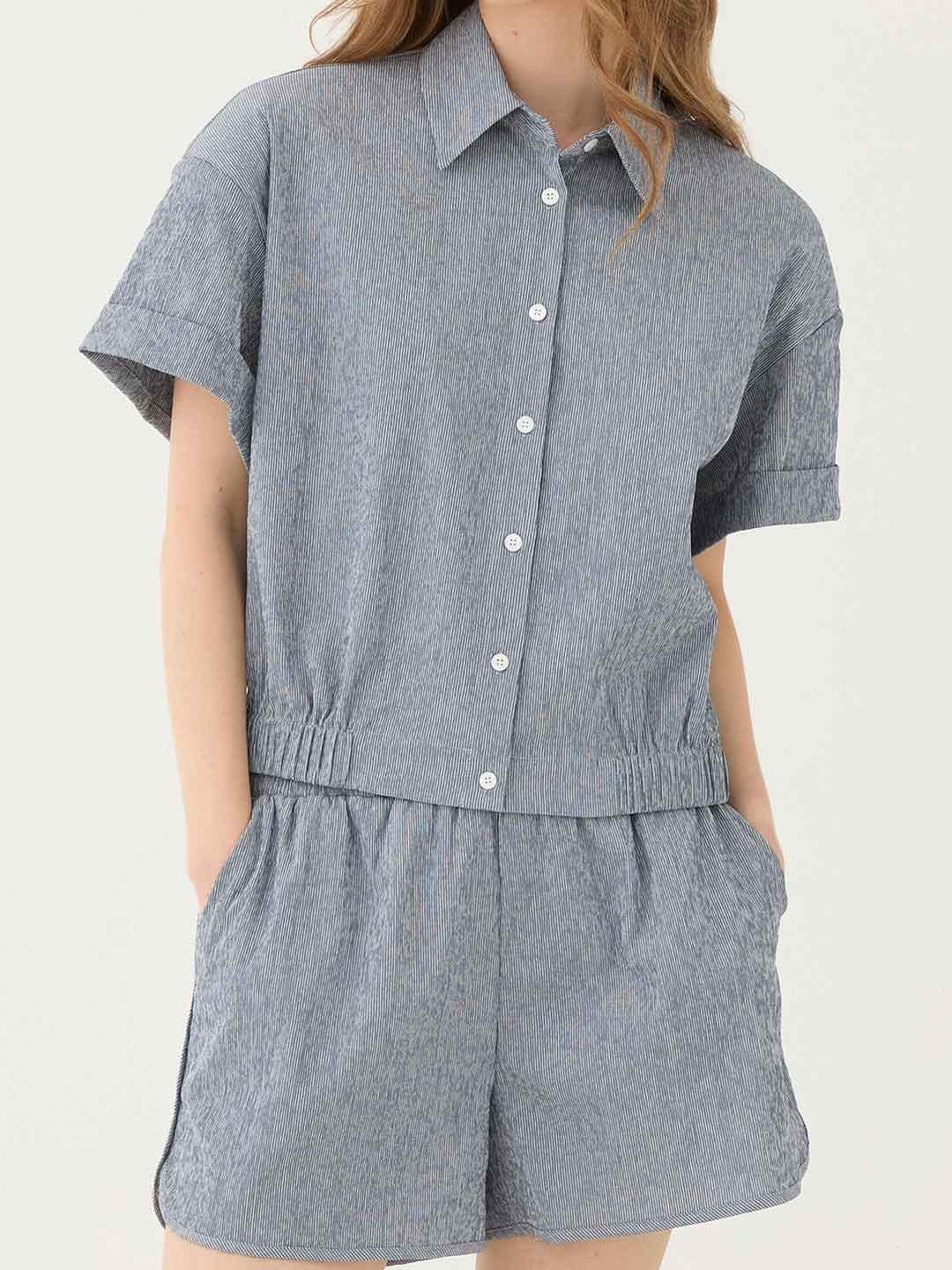 Eleh camicia blu a righe SS260224 BLU ELEH 
