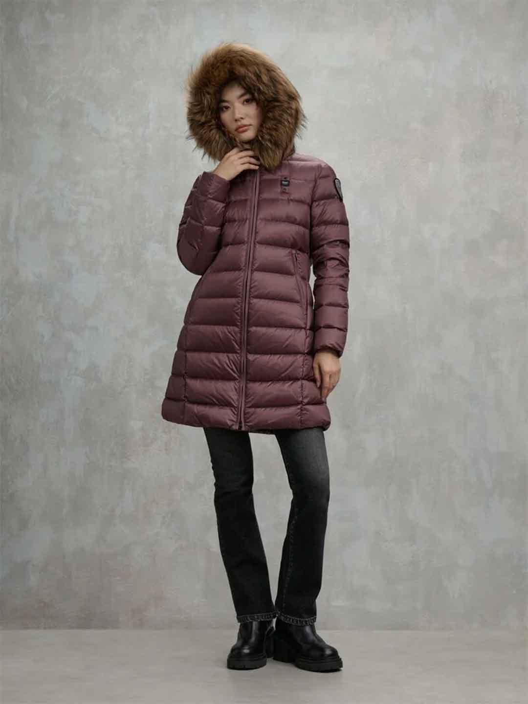 Blauer Kristin piumino bordeaux lungo con pelliccia 25WBLDC3103 BORDEAUX BLAUER 