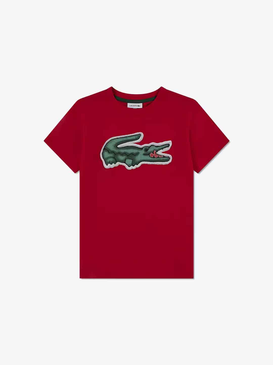 Lacoste t-shirt kids rosso logo grande 8-16 anni 947072 RCJ ROSSO LACOSTE 