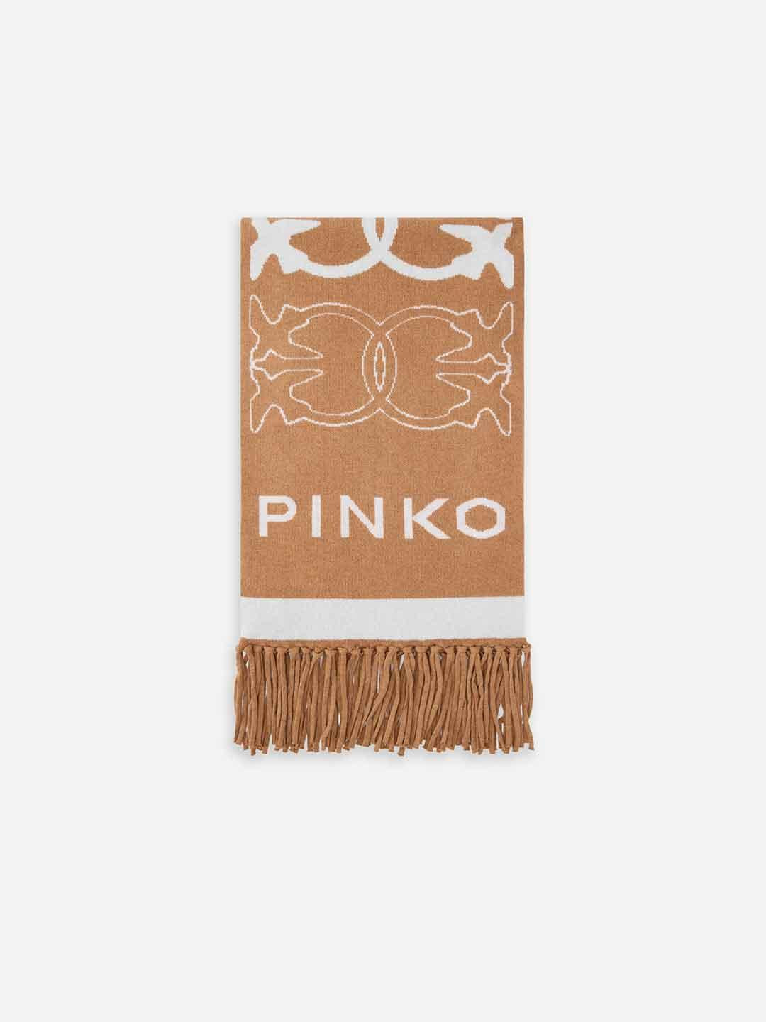 Pinko sciarpa beige con logo 105992 A2YO BEIGE PINKO 