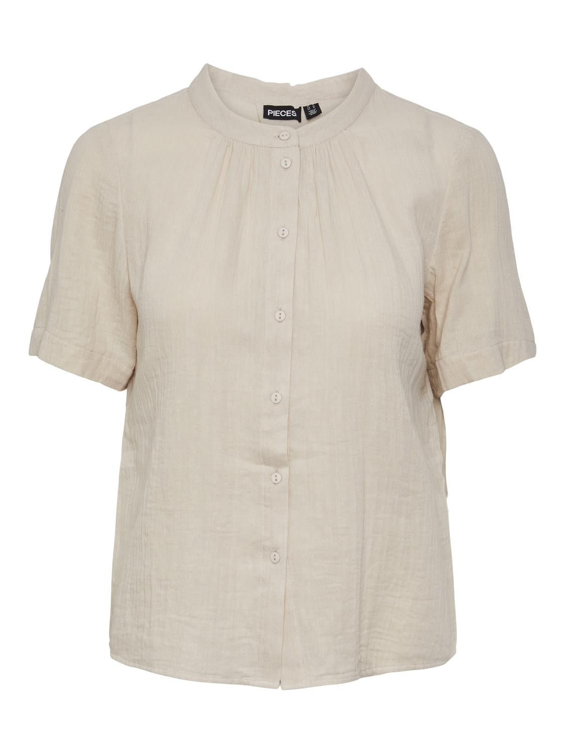 Pieces camicia beige mezza manica 17148782 BEIGE PIECES 