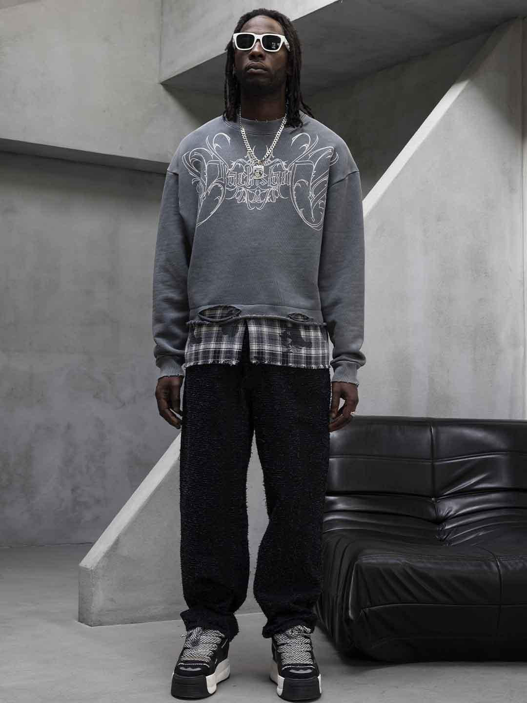 Black Island felpa grigio con orlo a camicia ADA1974 GRIGIO BLACK ISLAND 