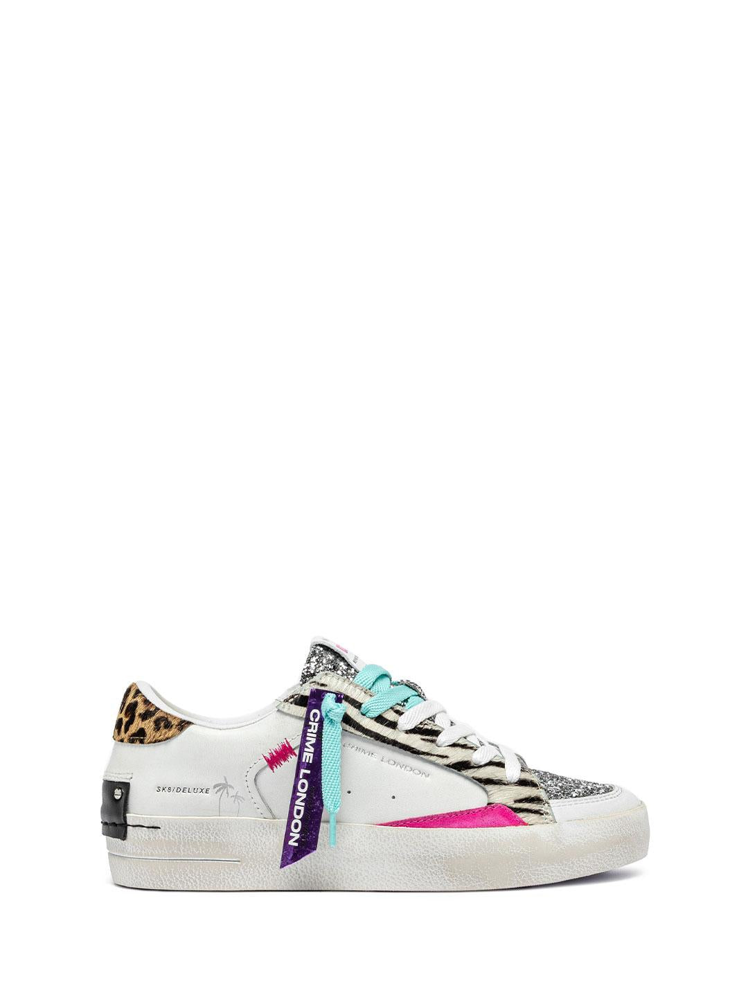 Crime SK8 Deluxe sneakers bianco con tab maculato 20105 BIANCO CRIME 