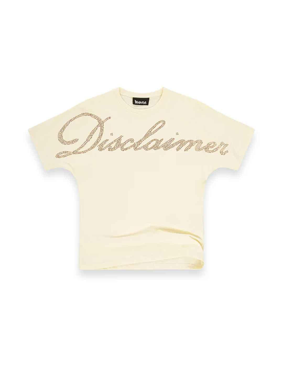 Disclaimer t-shirt beige con strass 55177 BEIGE DISCLAIMER 