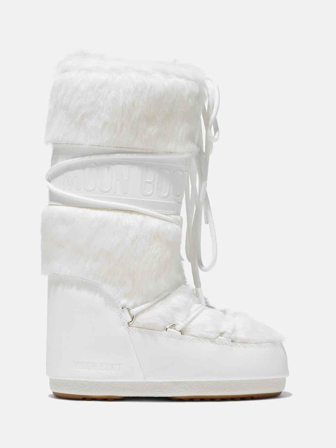 Moon Boot Icon stivale bianco con pelliccia 1408900 BIANCO MOON BOOT 