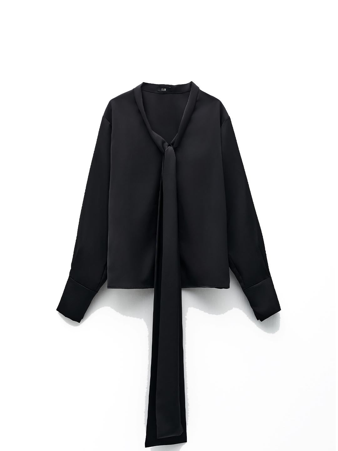 Eleh camicia nero colletto con fasce da annodare E00198 NERO ELEH 