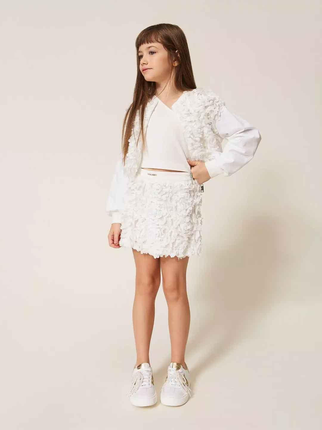 Twinset shorts kids bianco con rose 261GJ2Q60 BIANCO TWINSET 