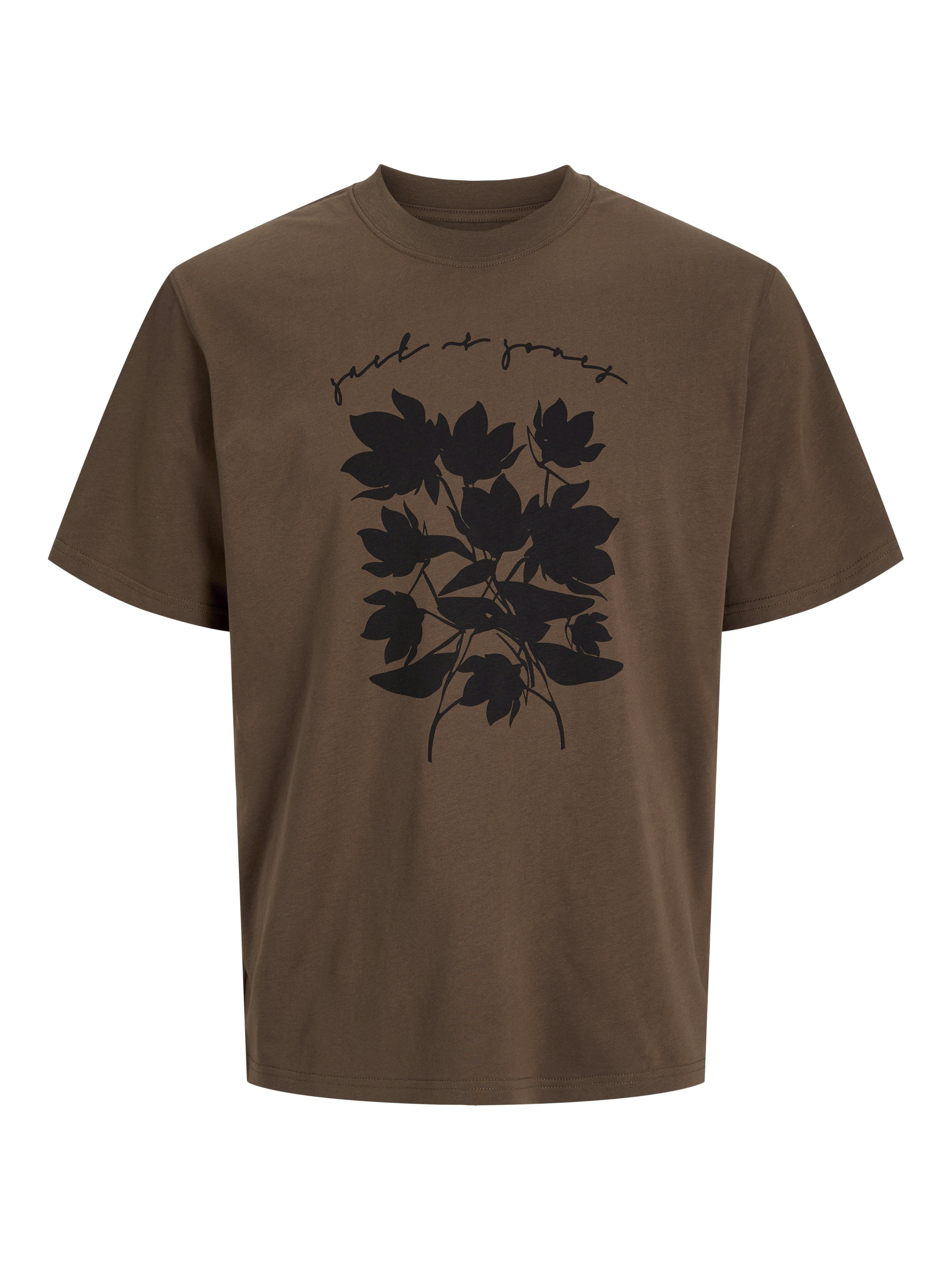 Jack & Jones t-shirt marone con fiori 12274150 MARRONE JACK & JONES 