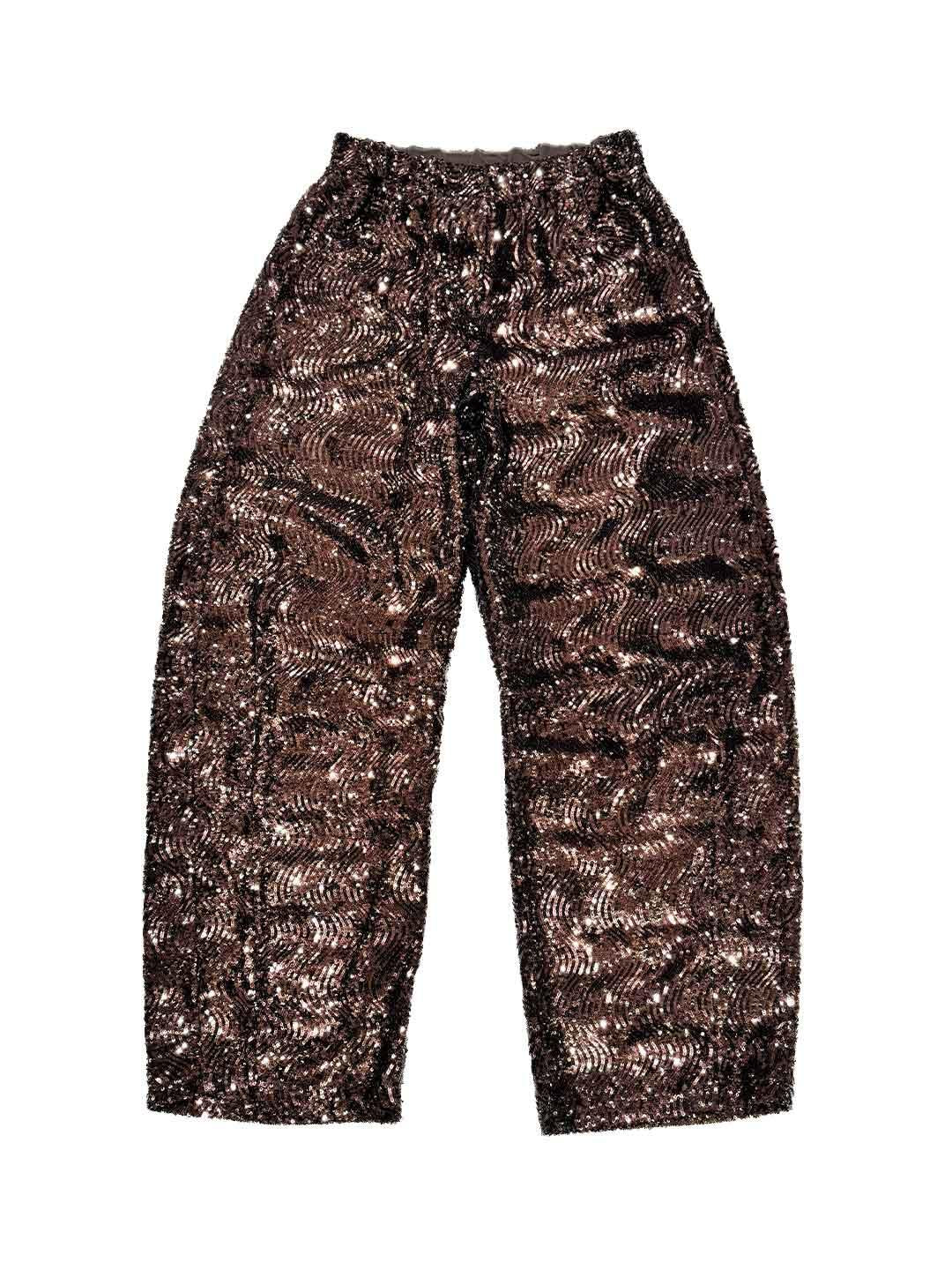 Motel pantaloni marrone con paillettes W25PC52 MARRONE MOTEL 