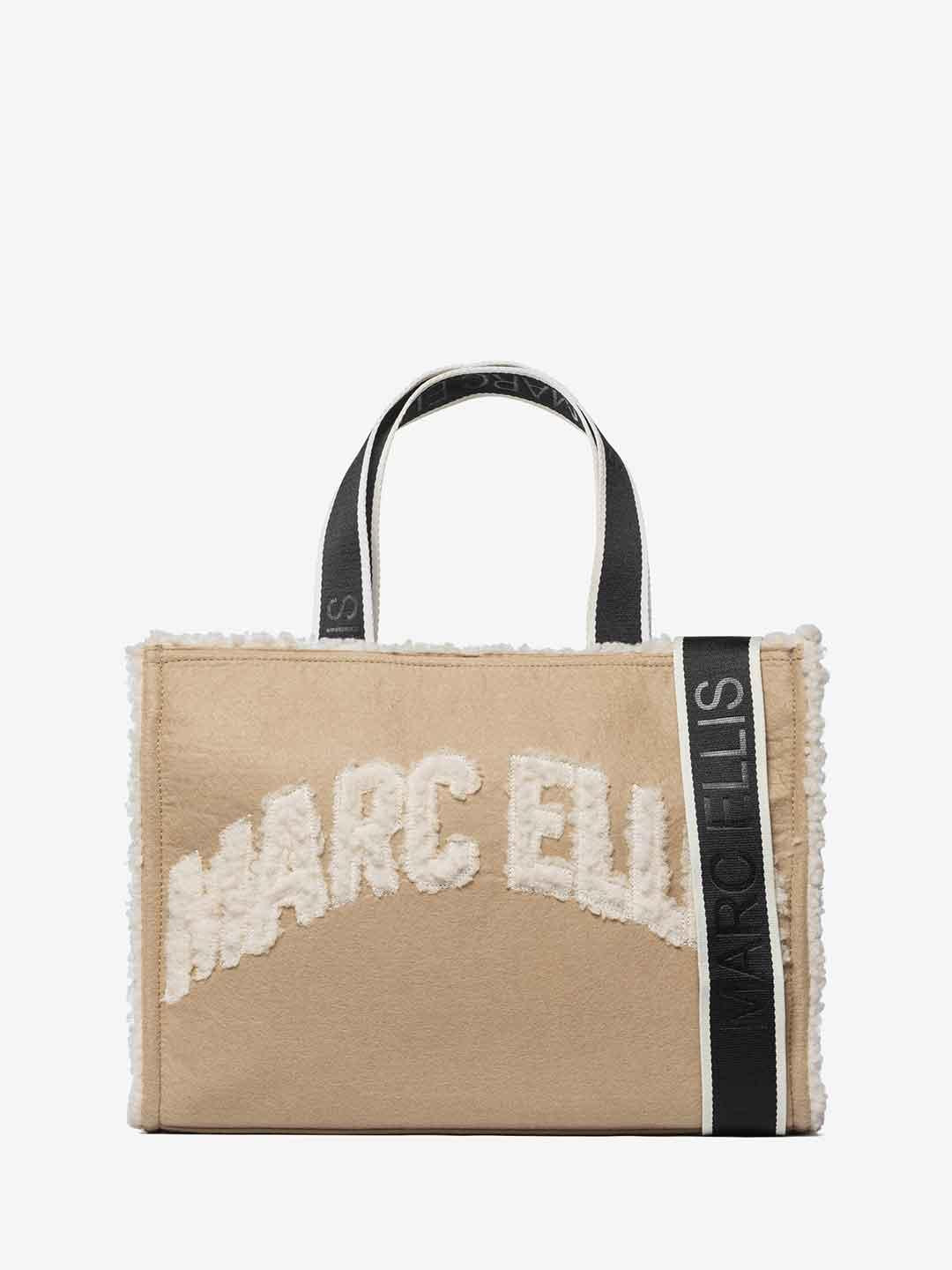 Marc Ellis Buby Cloth M borsa beige con scritta teddy BUBY CLOTH M BEIGE MARC ELLIS 