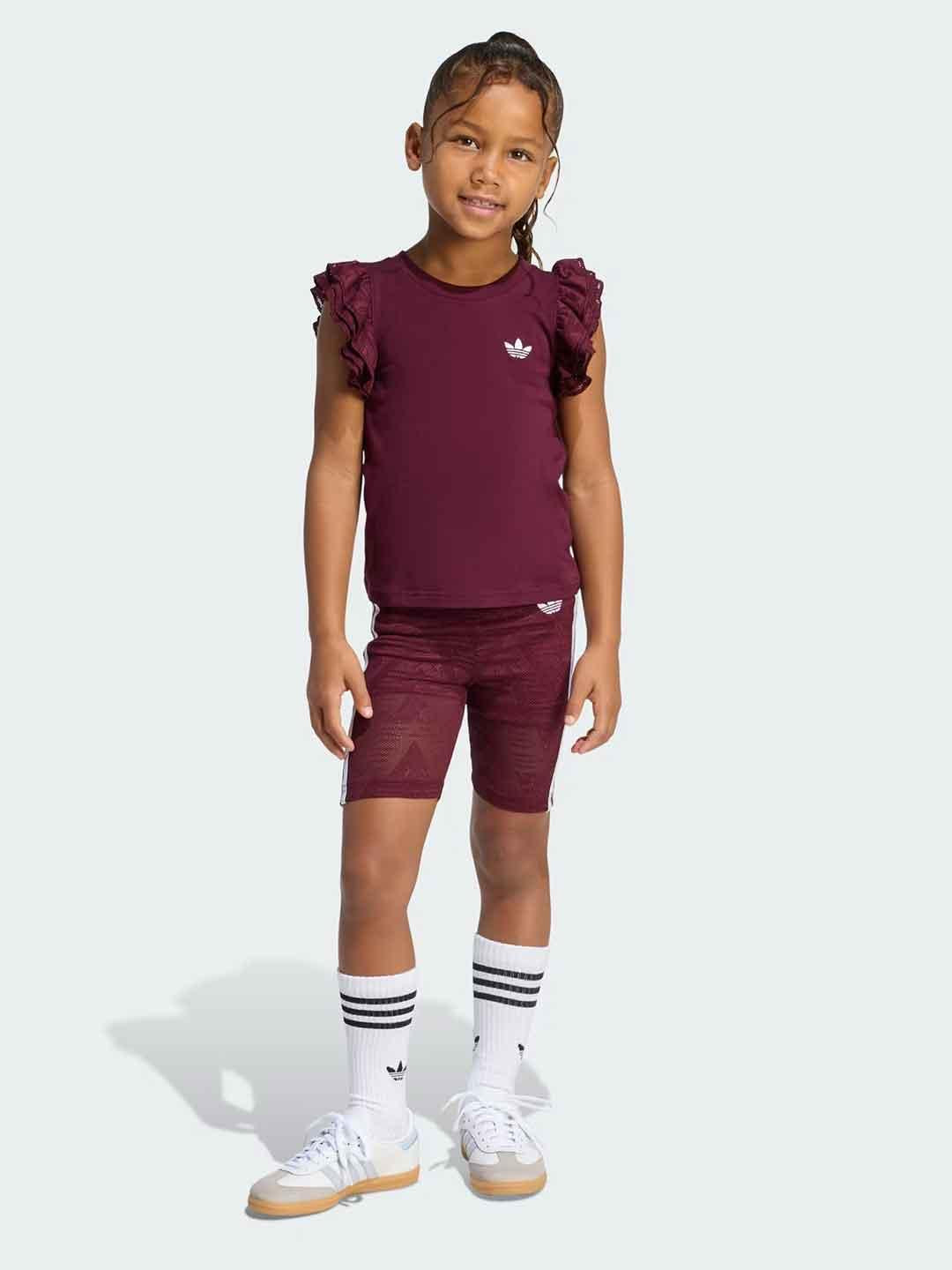 Adidas coordinato kids bordeaux con merletto 3-8 anni KC6796 BORDEAUX ADIDAS 