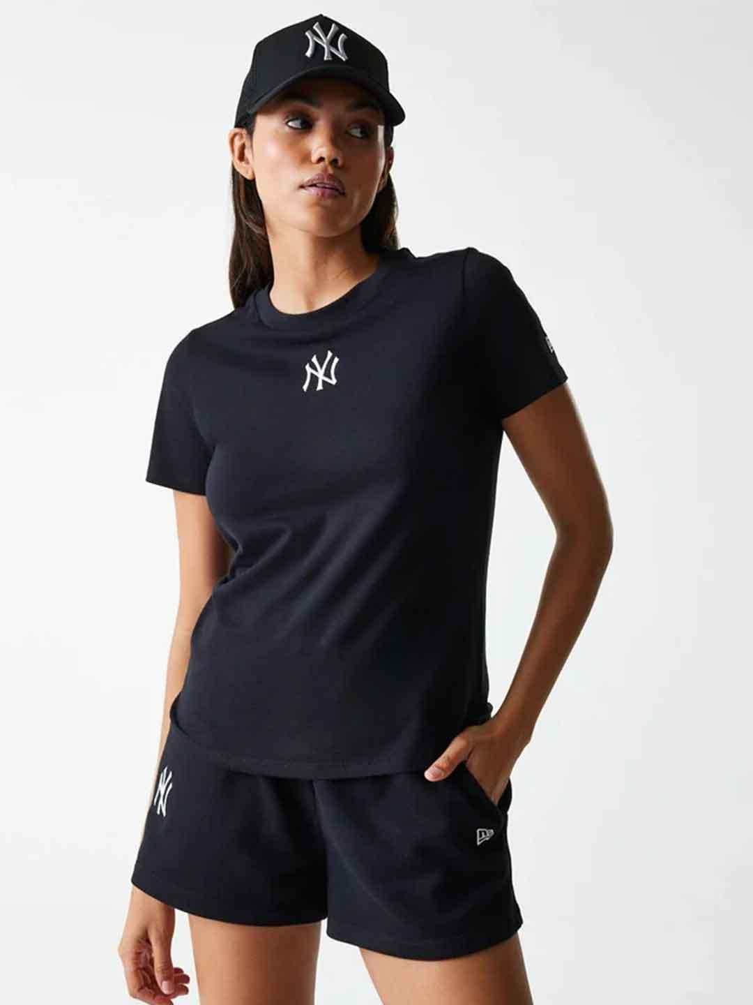New Era t-shirt nero con logo NY bianco 60684412 NERO NEW ERA 