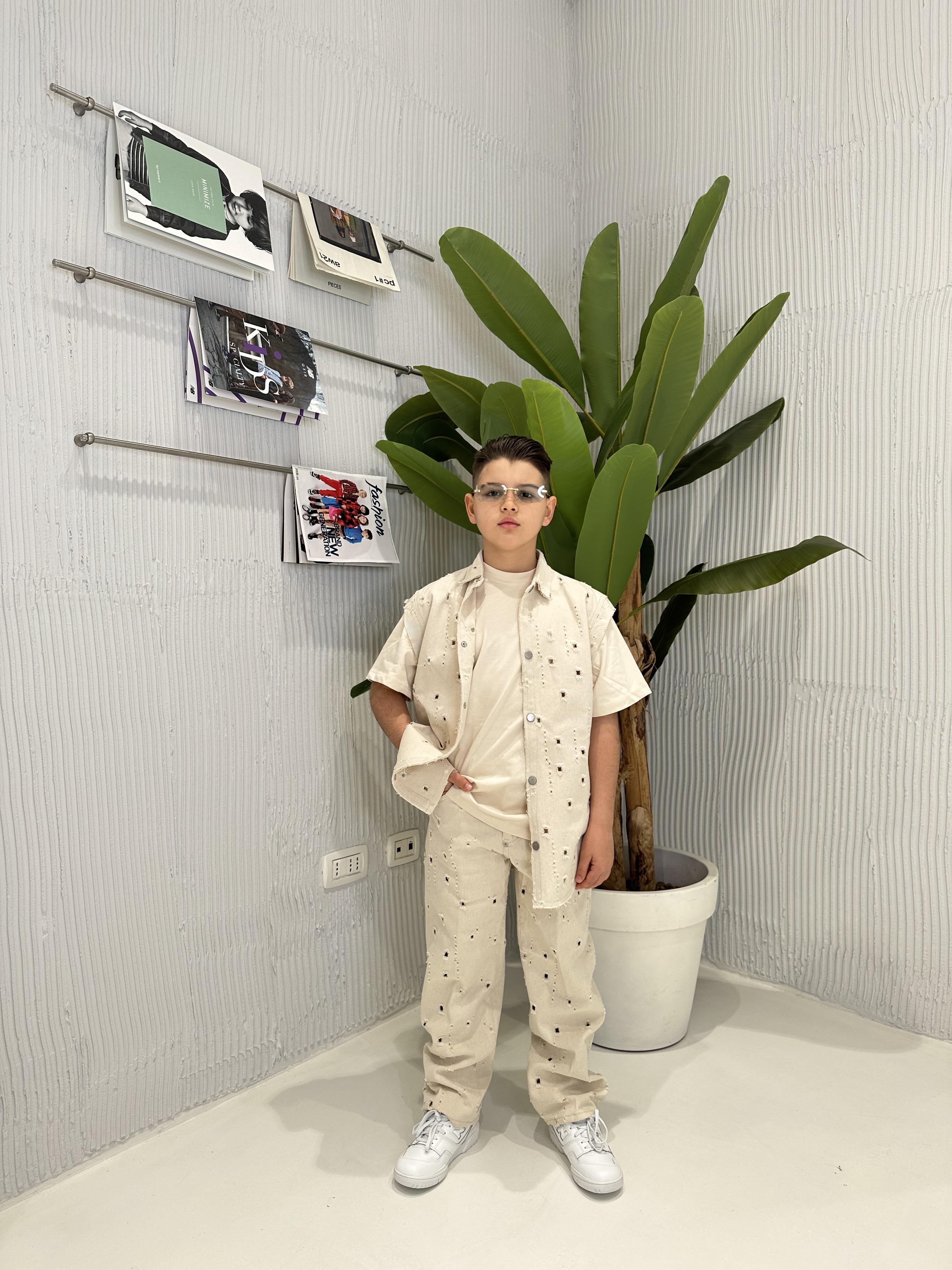I'm Brian pantaloni kids beige traforato ALEX J 4-25 BEIGE I'M BRIAN 