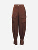 Silence pantalone marrone cargo in raso