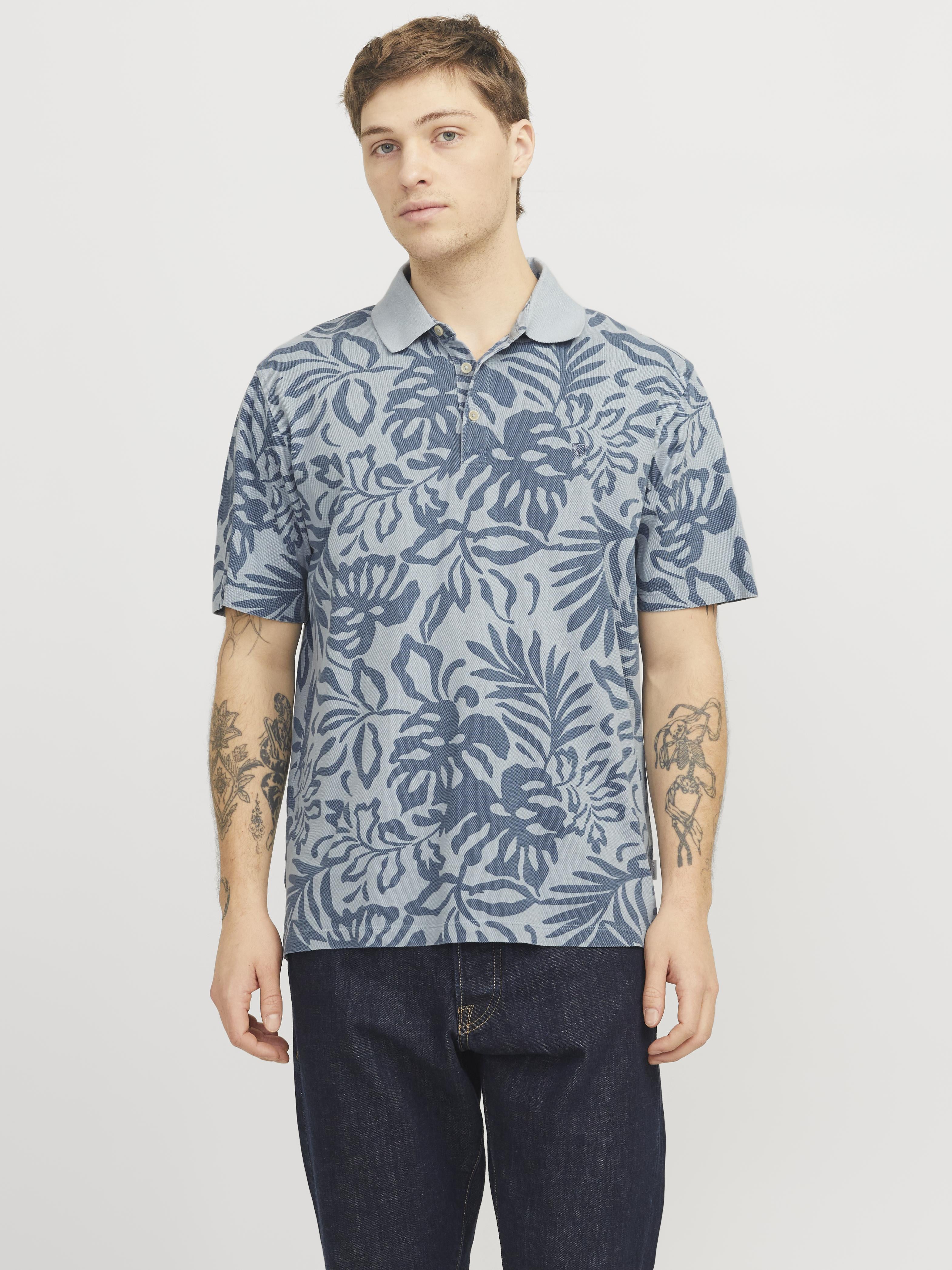 Jack & Jones polo azzurro a fantasia 12274187 AZZURRO JACK & JONES 