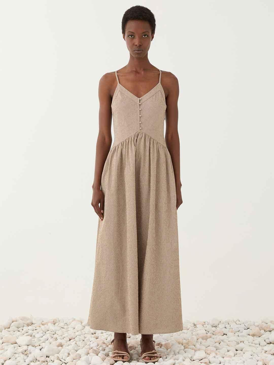 Eleh abito marrone a righe SS260222 MARRONE ELEH 