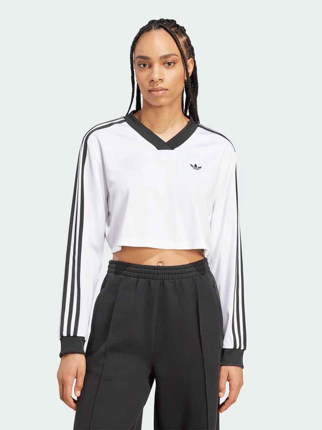 Adidas t-shirt bianco scollo a V JV9740 BIANCO ADIDAS 